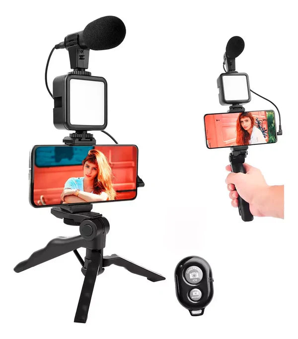 Kit de Grabación para Celular con Luz LED y Micrófono 🎤📱