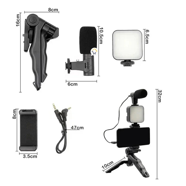 Kit de Grabación para Celular con Luz LED y Micrófono 🎤📱