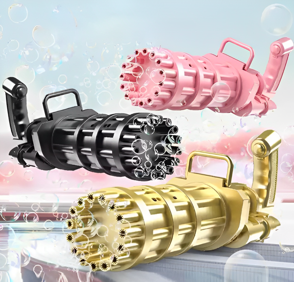 Pistola de Burbujas Grande con 21 Salidas y Luces LED