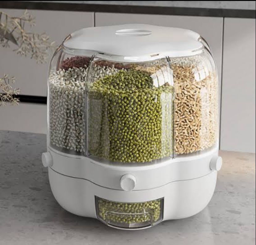 Dispensador de Menestras Giratorio | Organizador de Granos 5 en 1 🍚🌀