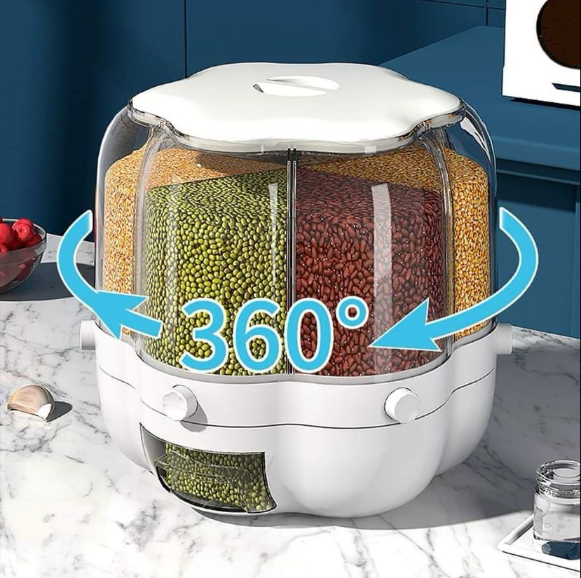 Dispensador de Menestras Giratorio | Organizador de Granos 5 en 1 🍚🌀