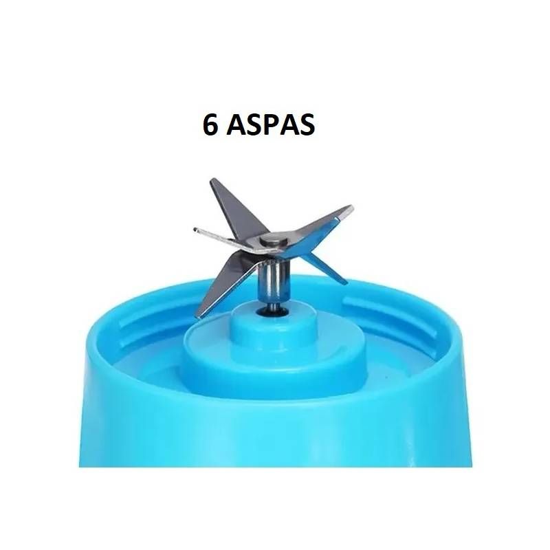 Licuadora Portátil Recargable | 6 Aspas y 380ml de Capacidad