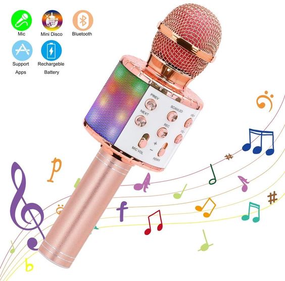 Micrófono Karaoke Inalámbrico | Bluetooth, USB y Luces LED